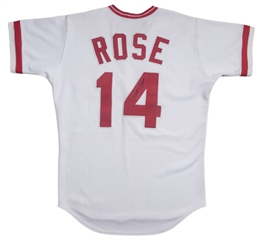 1985 Pete Rose Game Used  & Signed Cincinnati Reds Home Jersey (Henderson LOA & Beckett)